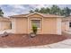 Side view of the home with well-maintained landscaping with a large rock at 1121 Ricardo Ave, The Villages, FL 32159