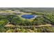 Expansive property with lush greenery, a tranquil lake, and mature trees is partially bordered by a vivid blue line at 27011 Se Highway 42, Umatilla, FL 32784