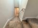 Carpeted staircase with white trim leading to upper or lower level at 31857 Dahlia Ct, Eustis, FL 32736