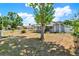 A wide view of the charming home surrounded by a neatly maintained lawn and some mature trees at 506 Richard St, Leesburg, FL 34748