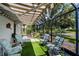 Inviting, covered screened-in lanai with bar and cozy seating perfect for entertaining at 5500 Laver St, Leesburg, FL 34748