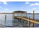 Exterior view of a wooden dock on the water with a roof over it at 5526 Parkdale Dr, Orlando, FL 32839