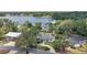 Aerial view of beautiful home surrounded by mature trees on a large lot in a desirable lakeside neighborhood at 809 Northside Dr, Mount Dora, FL 32757