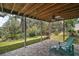 Under-deck patio features brick pavers, ceiling fan, and wooded backyard at 809 Northside Dr, Mount Dora, FL 32757