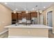 Open kitchen features a large island with pendant lighting, stainless steel appliances, and custom cabinetry at 8664 Bridgeport Bay Cir, Mount Dora, FL 32757
