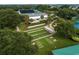 Aerial view of the community bocce ball courts and clubhouse at 11884 Se 179Th St, Summerfield, FL 34491