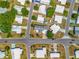 Top-down aerial view of a meticulously planned residential area with well-kept lawns and winding roads at 1236 Elkhart Cir, Tavares, FL 32778