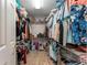 Walk-in closet with metal shelving and ample storage space for clothing and accessories at 13336 Biscayne Dr, Grand Island, FL 32735
