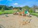 Aerial view of community playground with swings, slides, and a covered picnic area at 1548 Planters Point Rd, Kissimmee, FL 34744