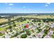 Wide aerial of the neighborhood featuring nearby racetrack, golf course, and landscaping at 2015 Palo Alto Ave, The Villages, FL 32159