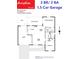 Detailed floor plan of a 2 BR, 2 BA home with a 1.5 car garage in The Villages, FL at 2022 Claudio Ln, The Villages, FL 32159