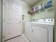 Efficient laundry room with washer, dryer, wire shelving, and door to outside at 2131 Burley Ave, Clermont, FL 34711