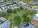 Aerial view of the community featuring lush green spaces, mature trees, and well-maintained lawns at 22217 Caledonia Dr, Leesburg, FL 34748