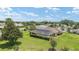 Aerial view of a single-story home featuring a private screened-in pool and well-maintained landscaping at 3319 Barrington Ct, The Villages, FL 32162