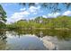 Beautiful pond reflecting the blue sky and lush green trees surrounding it at 34 Gordon Ct, Leesburg, FL 34788