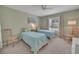 Cozy bedroom with twin beds, a ceiling fan, and a window for natural light at 3590 Auburndale Ave, The Villages, FL 32162