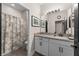 Bathroom featuring granite countertops, single vanity, and shower at 3733 Statham Dr, Apopka, FL 32712