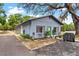 Cozy one-story home with a well-kept lawn and landscaping, featuring a light blue exterior at 43411 State Road 19, Altoona, FL 32702