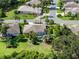 Aerial view of a home in a lush, landscaped neighborhood; features a screened-in pool, mature trees, and well-kept lawns at 4547 Inverness Dr, Leesburg, FL 34748