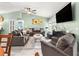 Living room with gray sofas, a TV, and gray side chairs at 8869 Se 159Th Pl, Summerfield, FL 34491