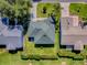 Aerial view showcasing the property's location, landscaping, and roof among neighboring homes at 1060 Davenport Dr, The Villages, FL 32162