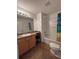 Functional bathroom featuring a single vanity and a shower-tub combination at 1060 Davenport Dr, The Villages, FL 32162