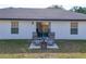 Secluded backyard patio with seating, perfect for relaxation and outdoor entertaining at 14350 Se 36Th Ave, Summerfield, FL 34491