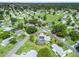 Aerial view of a home with a screened pool in a well-maintained neighborhood at 17819 Se 105Th Ct, Summerfield, FL 34491