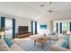 Bright living room with vaulted ceilings, ceiling fan, and comfortable seating arrangement at 2202 Kershaw Rd, The Villages, FL 32162