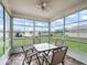 Enclosed lanai is furnished with a glass table and seating at 2242 Orkney Dr, Leesburg, FL 34788
