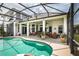 A screened-in pool with outdoor furniture and fans at 2457 Bar Harbor, Mount Dora, FL 32757