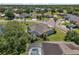 Aerial view of a home with a screened-in pool, lush landscaping, and a tranquil pond at 4879 Brightmour Cir, Orlando, FL 32837