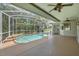 Inviting screened-in pool area with large patio, ceiling fans and lush backyard at 4879 Brightmour Cir, Orlando, FL 32837