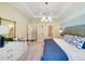 Bright, spacious main bedroom with tray ceilings, en-suite bath, and tranquil, neutral color palette at 524 Silver Palm Dr, Haines City, FL 33844
