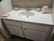 Bathroom vanity with clean, well-maintained sink and updated white cabinets and fresh towels at 1051 S Highland St # D-E, Mount Dora, FL 32757