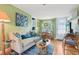 Inviting living room featuring hardwood floors, a comfortable sofa, and stylish decor at 1301 North Ave, Tavares, FL 32778