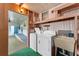 Well-equipped laundry area with washer, dryer, sink, and convenient access to the outdoors at 2706 Vindale Rd, Tavares, FL 32778