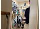 Spacious walk-in closet with ample shelving and storage, catering to organized living at 3083 Pinnacle Ct, Clermont, FL 34711