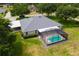 Back exterior view of home showcasing the screened-in pool and beautiful backyard at 36455 Clara St, Eustis, FL 32736