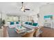 Staged living room with hardwood floors, neutral decor, bright windows and cozy seating at 36455 Clara St, Eustis, FL 32736