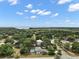 Aerial view of a neighborhood showcasing houses, a lake, and lots of mature trees at 36482 Doral Dr, Grand Island, FL 32735