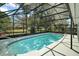 Backyard screened pool with a view of the neighborhood and trees offering privacy, perfect for relaxation at 36482 Doral Dr, Grand Island, FL 32735