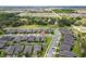 An aerial view showcases a neighborhood with well-maintained homes, landscaping, and neatly paved roads at 503 Vigo St, Davenport, FL 33837
