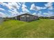Backyard featuring a green lawn and screened-in porch at 503 Vigo St, Davenport, FL 33837