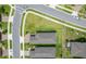 Aerial of property highlighting the well-maintained lawn, and the house's roof, surrounded by a quiet and friendly neighborhood at 503 Vigo St, Davenport, FL 33837