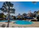 Relaxing community pool with a water slide, surrounded by lounge chairs and lush landscaping, perfect for outdoor enjoyment at 534 Juniper Springs Dr, Groveland, FL 34736