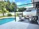 Relaxing backyard with a pool, outdoor seating, and beautiful greenery at 607 Baldwin Dr, Kissimmee, FL 34758