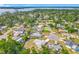 Beautiful aerial view of a lakeside community with mature trees, spacious yards and some homes with pools at 670 Oleander St, Mount Dora, FL 32757