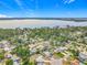 Gorgeous aerial view of a lakeside community with mature trees providing ample shade on a clear sunny day at 670 Oleander St, Mount Dora, FL 32757