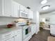 Updated kitchen features white cabinetry, modern appliances, and generous countertop space at 670 Oleander St, Mount Dora, FL 32757